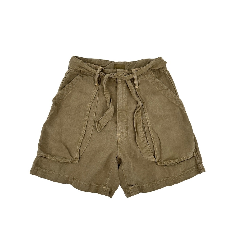 MOTHER The Chute Paperbag Shorts Olive Green High Waist Tie Belt Womens 26 - Picture 2 of 14